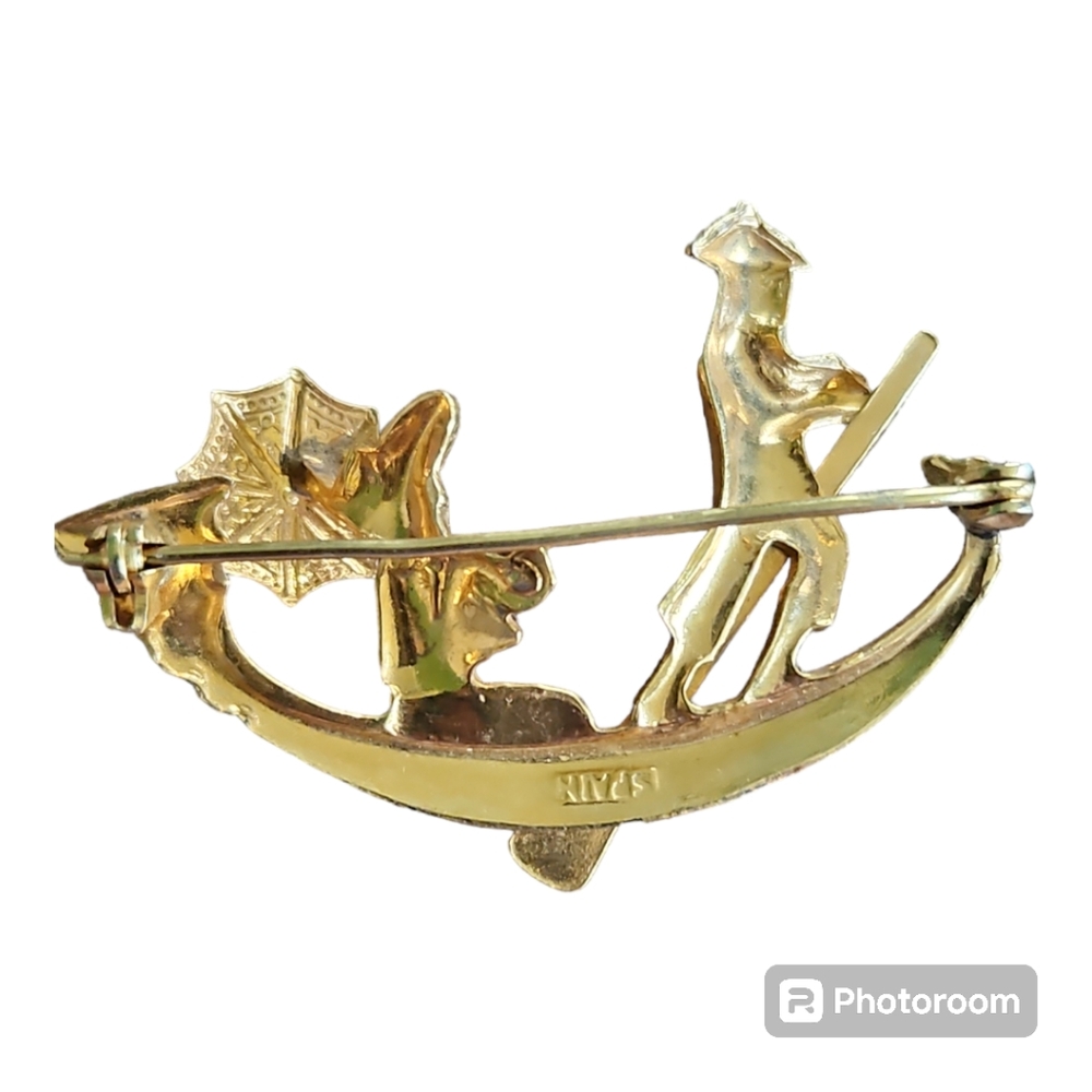 Vintage Damascene Gondolier Brooch - Picture 2 of 3
